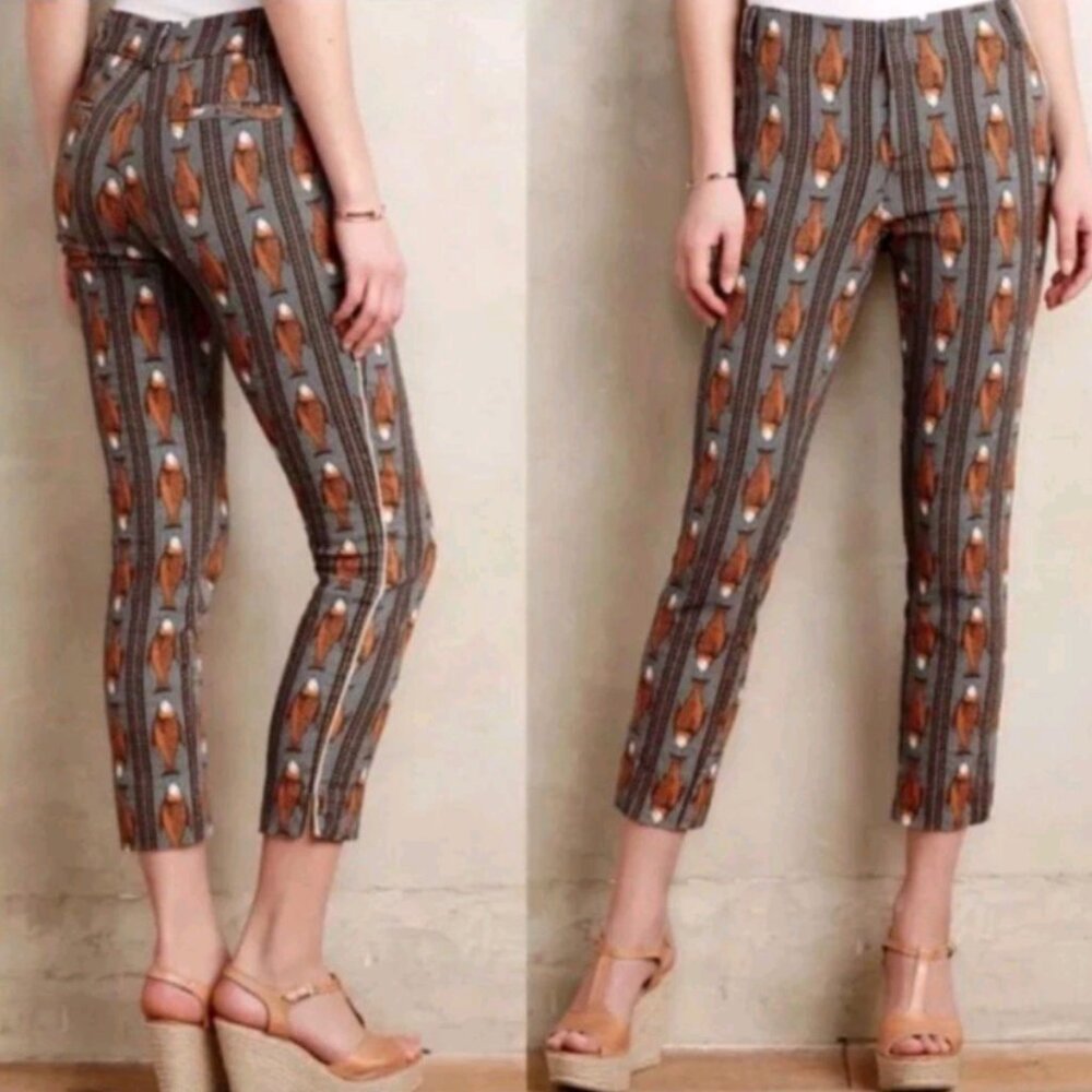 Cartonnier by Anthropologie Fish Print Charlie Trouser Pants RaRe Women's Size 0